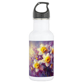 Garrafa Impressionista Daffodil Floral Purple Yellow Art