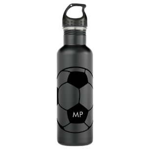 Garrafa Iniciais personalizados Futebol preto branco