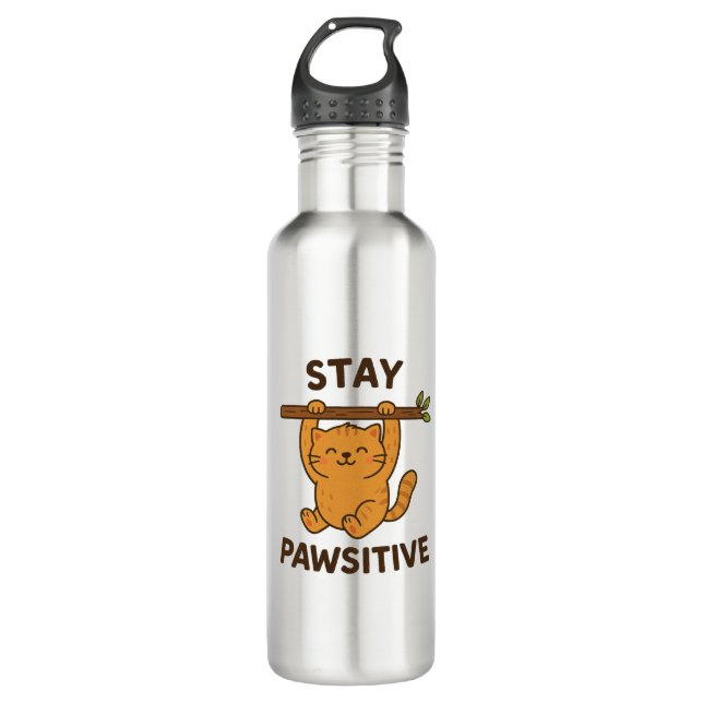 Garrafa  Inspiring "Stay pawsitive" Quote Print (Frente)