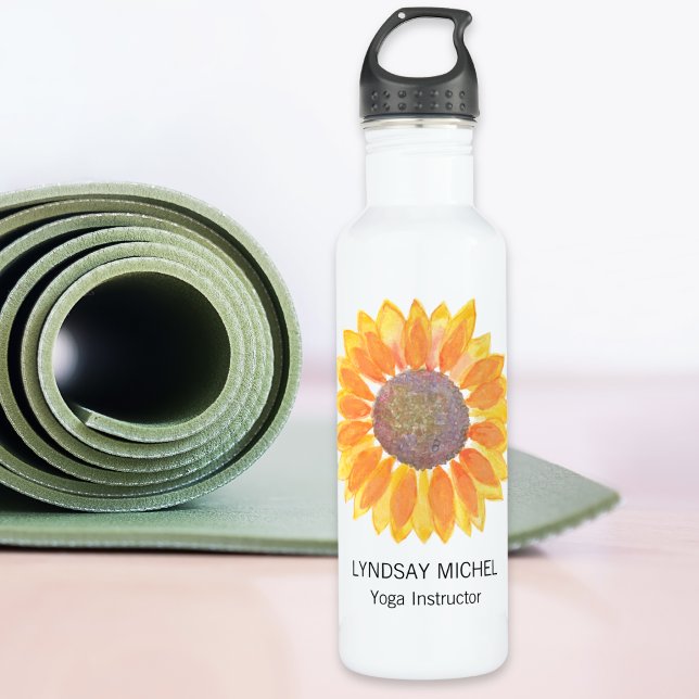 Garrafa Instrutor Yoga Sunflower Personalizado (Criador carregado)