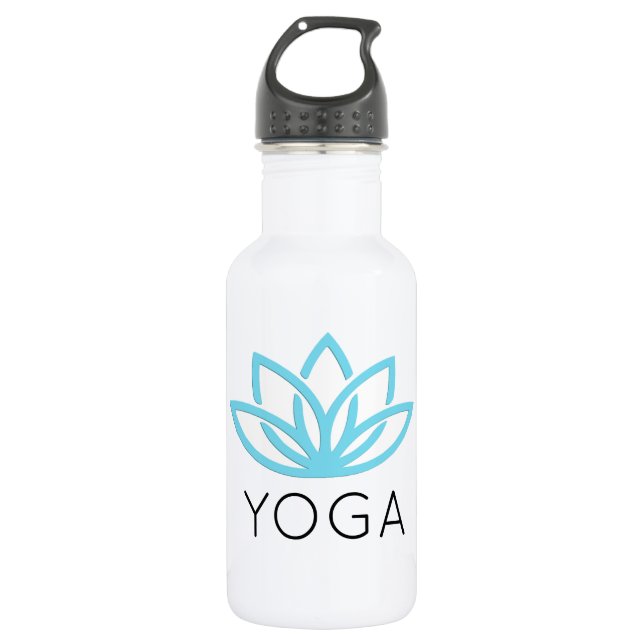 Garrafa Ioga Lotus simples azul Waterbottle (Frente)