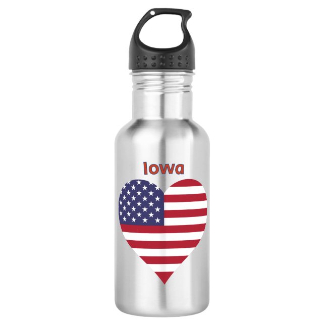Garrafa Iowa American Flag Heart (Frente)
