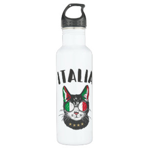 Garrafa Itália Soccer Cat Mascot Bandeira italiana