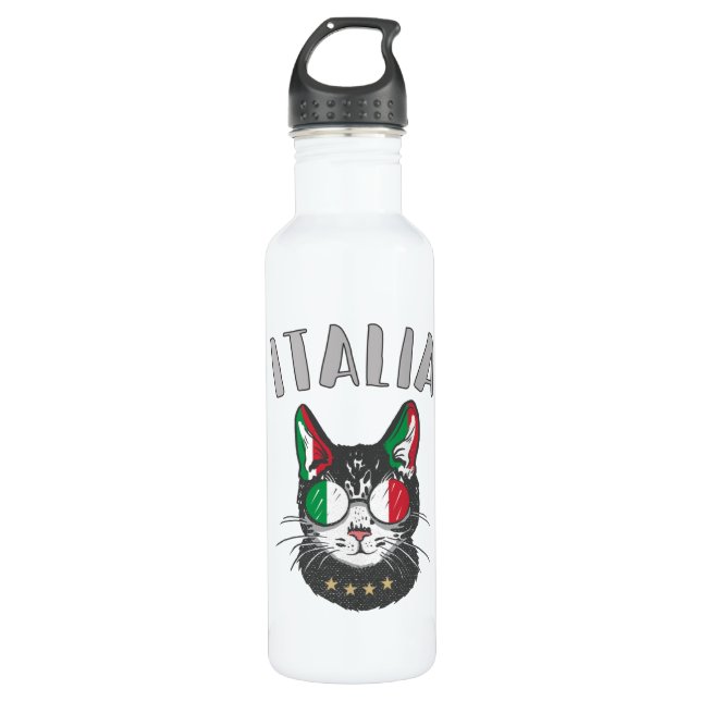 Garrafa Itália Soccer Cat Mascot Bandeira italiana (Frente)