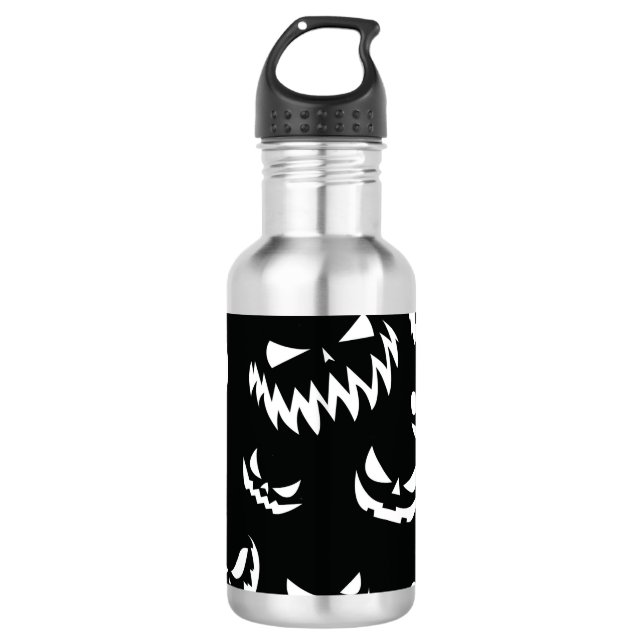 Garrafa Jack O Lanterna Pumpkin Rosto Preto e Branco (Frente)