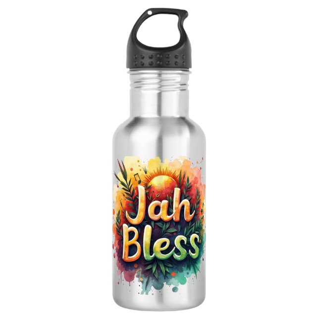 Garrafa Jah Bless Reggae Watercolor (Frente)