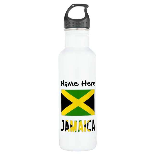 Garrafa Jamaica e bandeira jamaicana com seu nome (Frente)