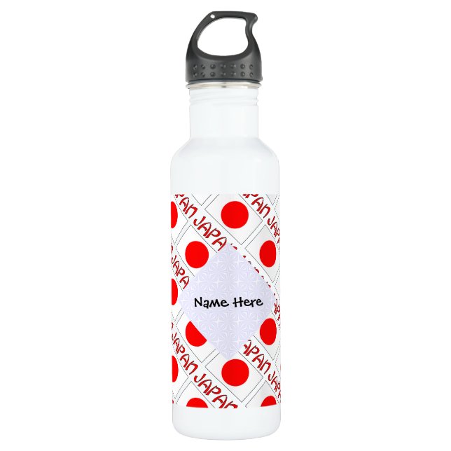 Garrafa Japão - Bandeira japonesa - Personalização preta (Frente)