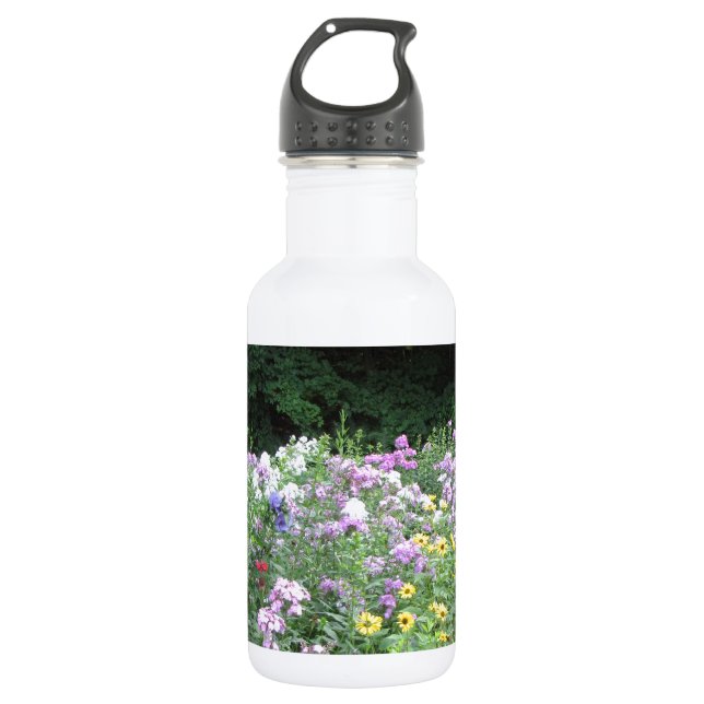 Garrafa Jardim da casa de campo - flores e madeiras (Frente)