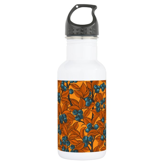 Garrafa Jardim de mirtilo, azul e laranja (Frente)