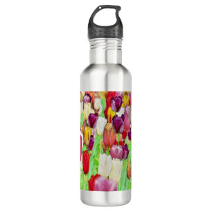 Garrafa Jardim de tulipas coloridas