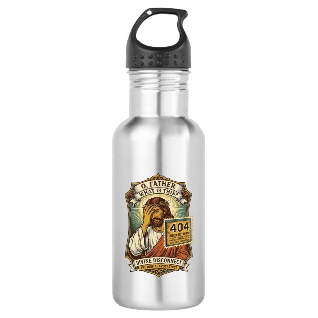 Garrafa Jesus engraçado erro 404 Humor desenvolvedor web p (Frente)