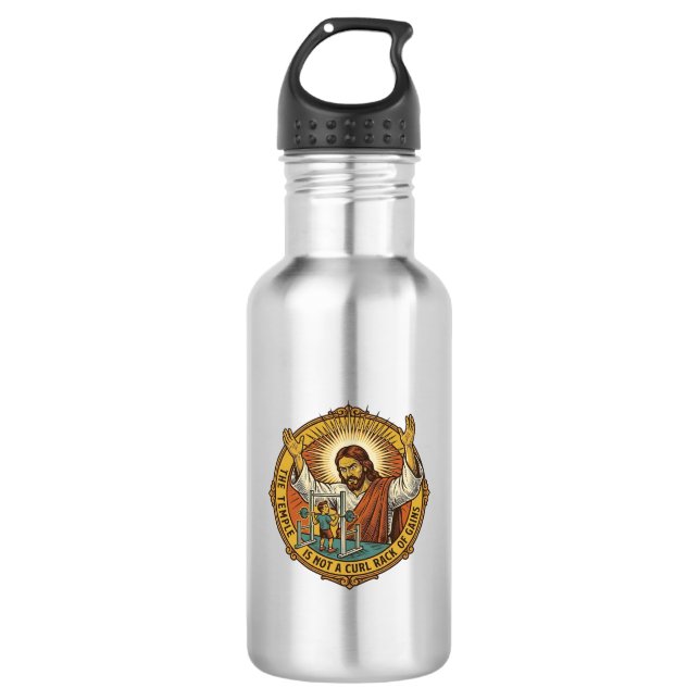 Garrafa Jesus Flexões de Bíceps Irritado no Rack de Agacha (Frente)