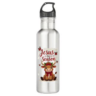 Garrafa Jesus Reason for The Season Cow Christmas Christia
