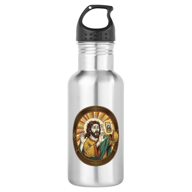 Garrafa Jesus Selfie Acidental com Câmera Frontal e Papada (Frente)