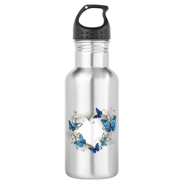 Garrafa Jewelry Heart with Butterflies Morpho (Frente)