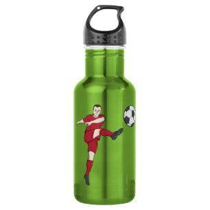 Garrafa Jogador de Futebol Retrô Chutando Bola Ação de Vol