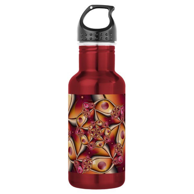 Garrafa Joy Abstrato Red Orange Fantasy Fractal (Frente)