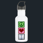 Garrafa Justiça do amor da paz<br><div class="desc">Um sinal de paz,  coração,  e as escalas de justiça. Um bonito para um advogado ou um juiz.</div>