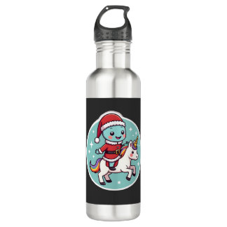 Garrafa Kawaii Axolotl Unicorn Xmas Santa Merry Christmas 