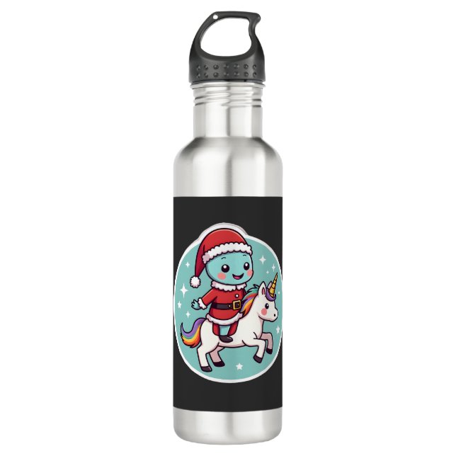Garrafa Kawaii Axolotl Unicorn Xmas Santa Merry Christmas  (Frente)