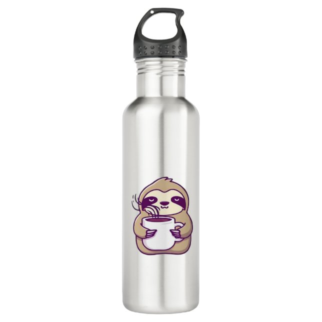 Garrafa Kawaii Chibi Sloth com Coffee Mug � Cute Sleepy A (Frente)