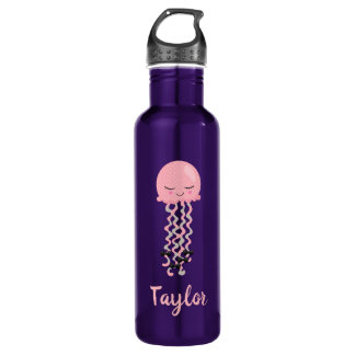 Garrafa Kawaii Pink Jellyfish Roxo