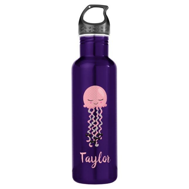 Garrafa Kawaii Pink Jellyfish Roxo (Frente)