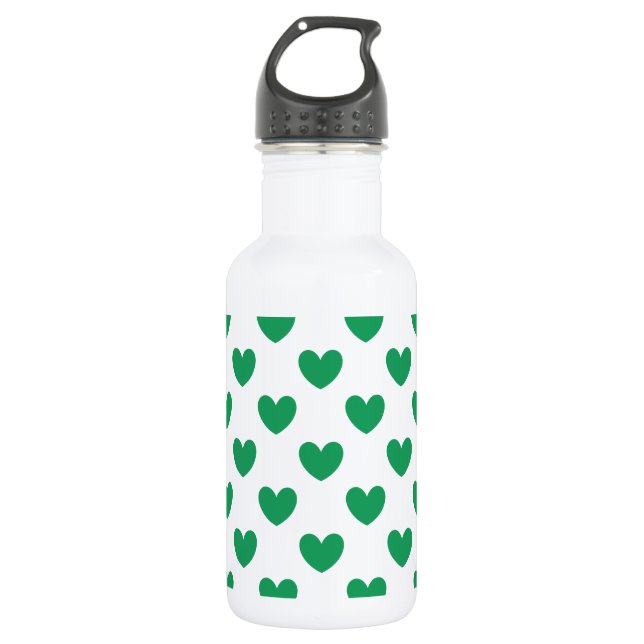 Garrafa Kelly Green Polka Hearts em branco (Frente)