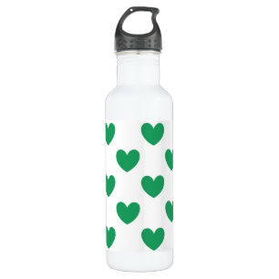 Garrafa Kelly Green Polka Hearts em branco