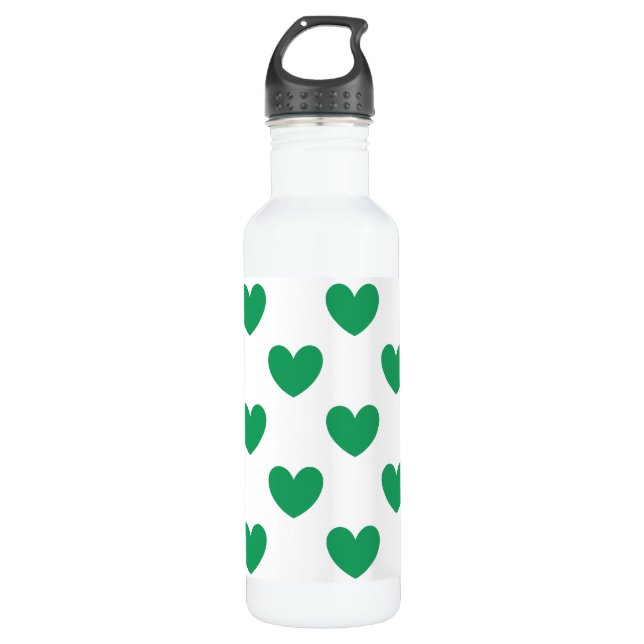 Garrafa Kelly Green Polka Hearts em branco (Frente)