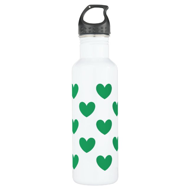 Garrafa Kelly Green Polka Hearts em branco (Frente)