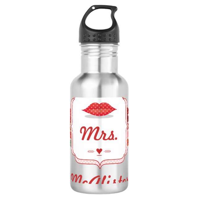 Garrafa Lábios Sra. Hipster Vintage Retro Bride (Frente)