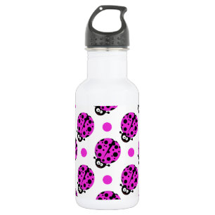 Garrafa Ladybug bonito, Bolinhas Neon Purple e White