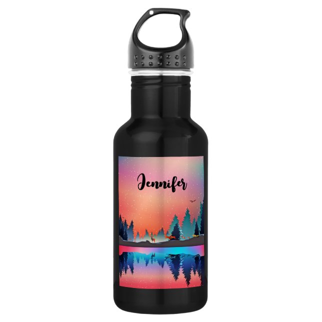 Garrafa Lago de inverno Cênico com Veado (Frente)