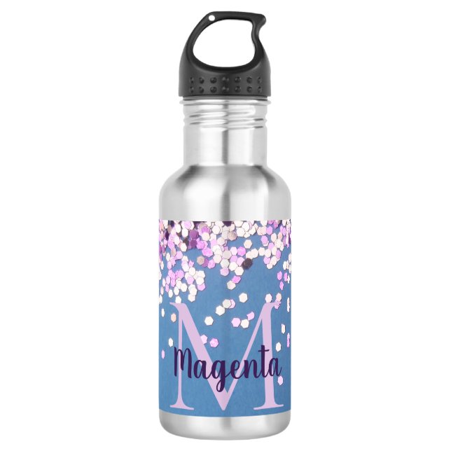Garrafa Lavanda Monograma Confetti em Azul (Frente)