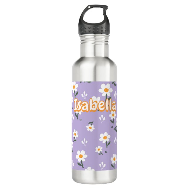 Garrafa Lavender Daisy Floral Pattern  (Frente)