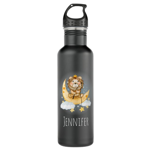 Garrafa Leão de Cuta que pesca na Aquarela da Lua (Frente)