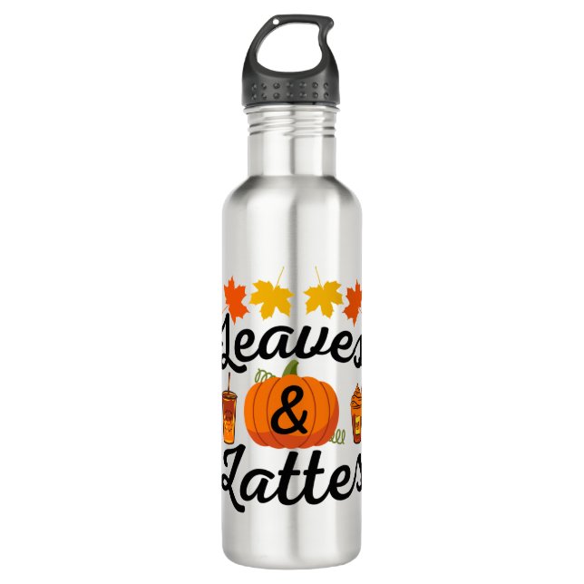 Garrafa Leaves And Latte Fall Autumn (Frente)