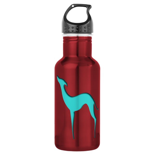 Garrafa Lebréu italiano Whippet silhueta turquesa (Frente)