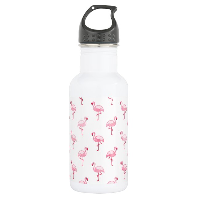 Garrafa Legal Pink Tropical Flamingo Patterno em Branco (Frente)