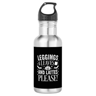 Garrafa Leggings de Halloween Folhas e Lattes Café de Outo