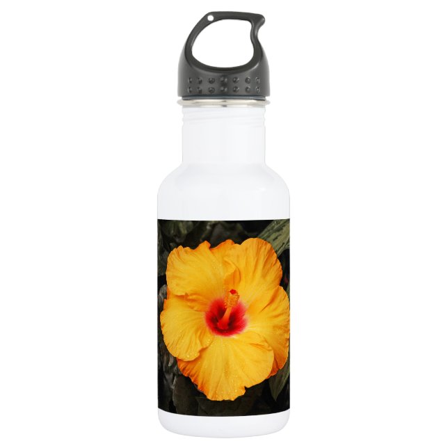 Garrafa Linda flor de hibisco laranja (Frente)