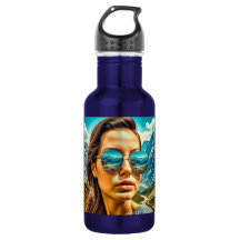 Linda Mulher na Reflexão de Montanha dos Óculos So