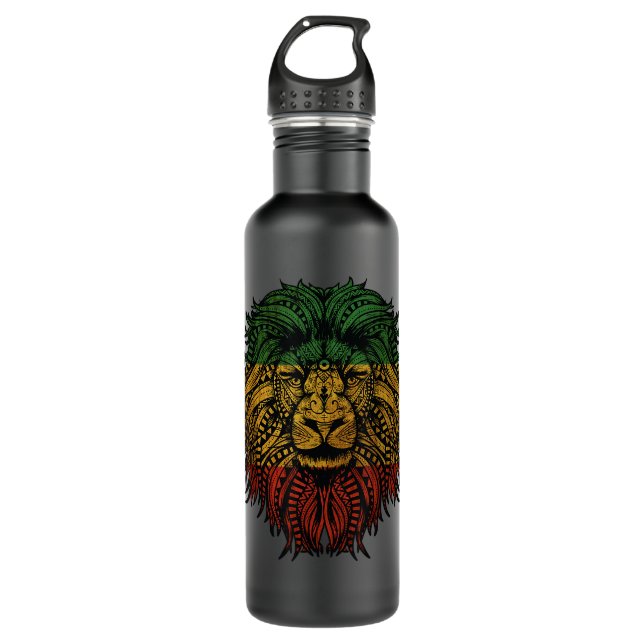 Garrafa Lion Rasta Roots Rock Reggae Design Graphic (Frente)