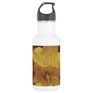 Garrafa Lírio asiático amarelo em fundo de tela velha desg