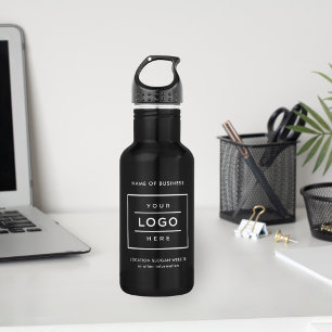 Garrafa Logotipo Branco Personalizado da Empresa Negra