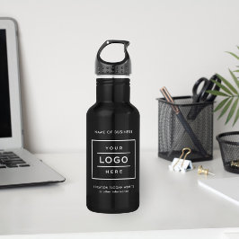 Garrafa Logotipo branco personalizado preto