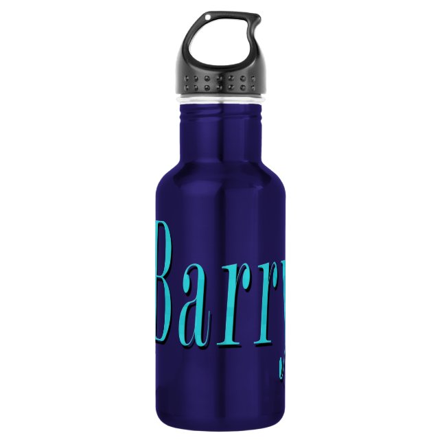 Garrafa Logotipo do nome do Barry azul, (Frente)