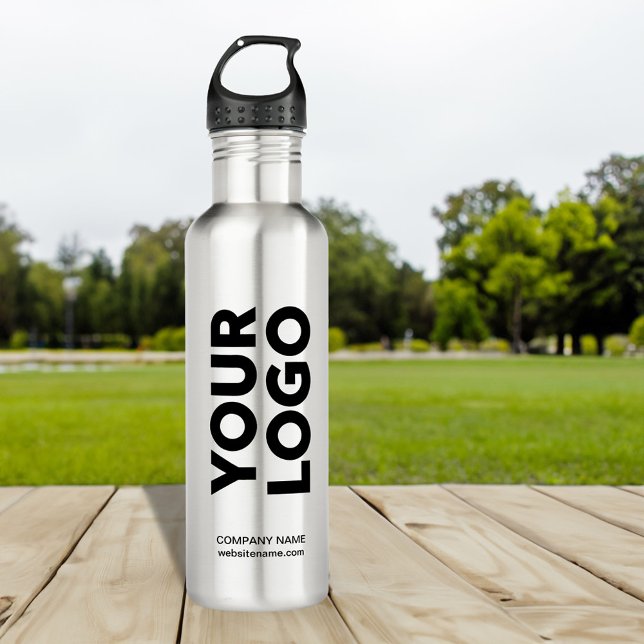 Garrafa Logotipo e texto personalizados (Custom Logo and Text Stainless Steel Water Bottle, in situ)